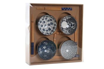 SUSHI SET 12 GRES BAMBOU 34X34X6,5 BLEU PC202880 1