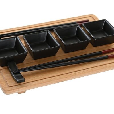 SUSHI SET 10 BAMBOO STONEWARE 24X0.5X0.5 NATURAL PC202882