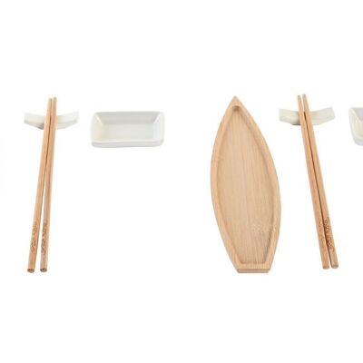 SUSHI SET 8 BAMBOU CERAMIQUE 8X5X2 NATUREL PC202884