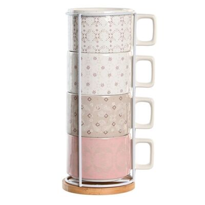 SET CAFFE' 4 DOLOMITE METALLO 11X14X27 260 ML, ROSA PC204141