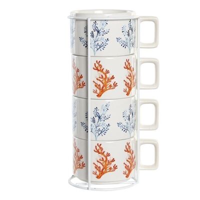 CAFE SET 4 DOLOMITE METAL 11X11X27 260 ML, CORAL PC204176