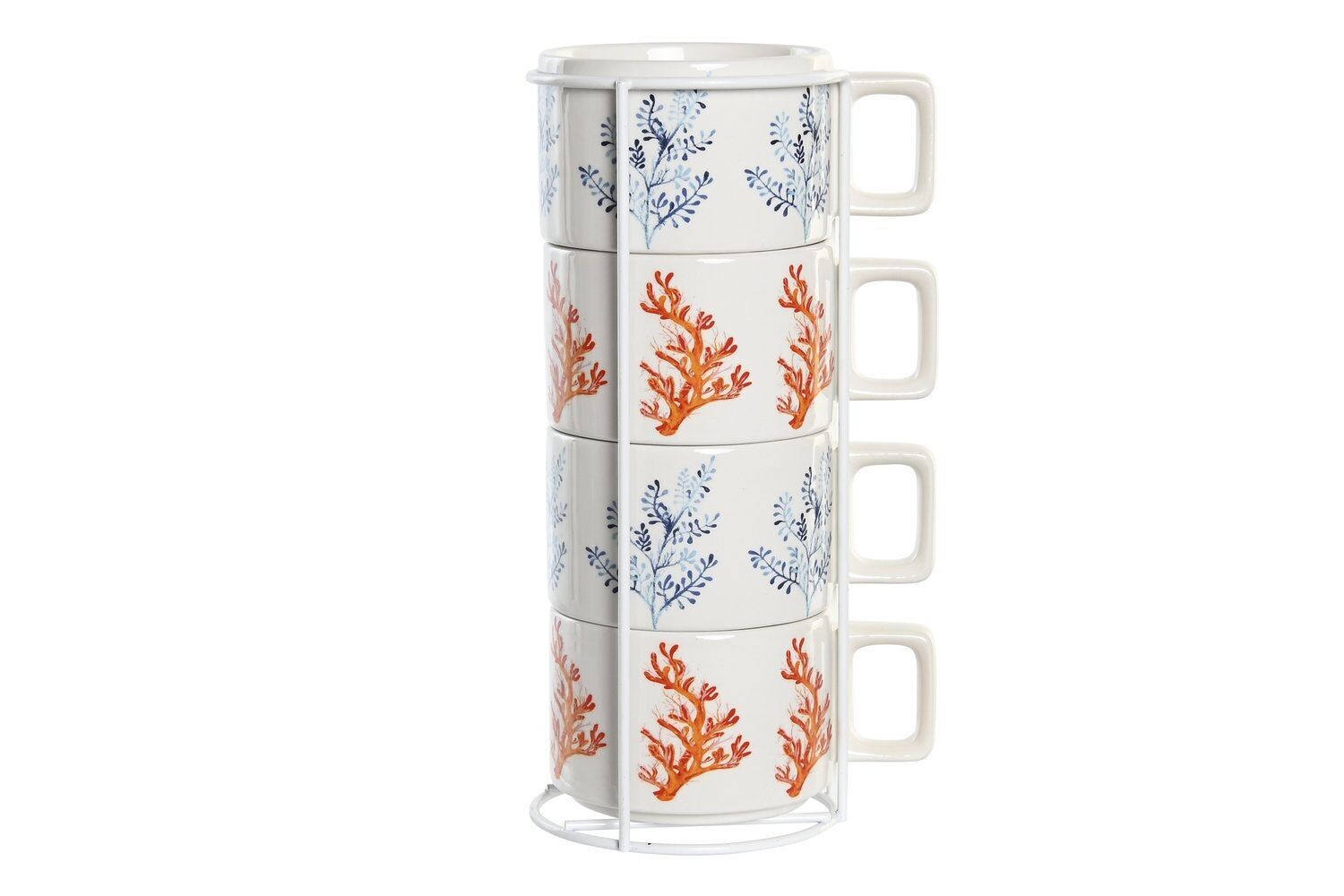COFFEE SET 4 DOLOMITE METAL 11X11X27 260 ML, CORAL PC204176