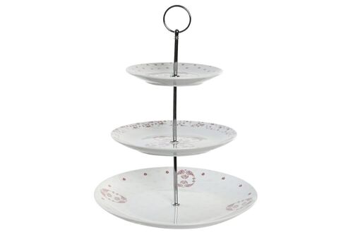 FRUTERO PORCELANA METAL 27X27X34 3PISOS ROSA PC204181