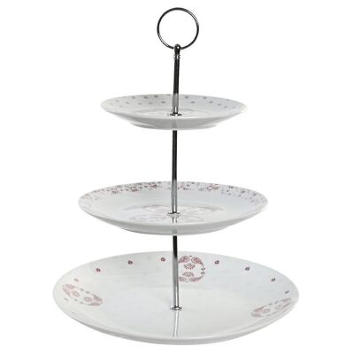 FRUTERO PORCELANA METAL 27X27X34 3PISOS ROSA PC204181