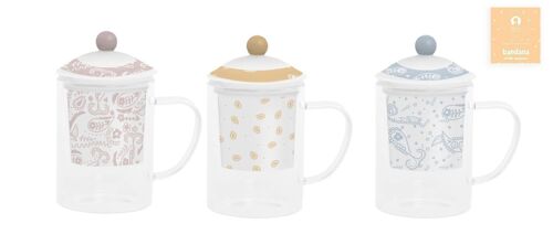 MUG INFUSIONES CRISTAL 12X8X14,5 300ML, 3 SURT. PC204190