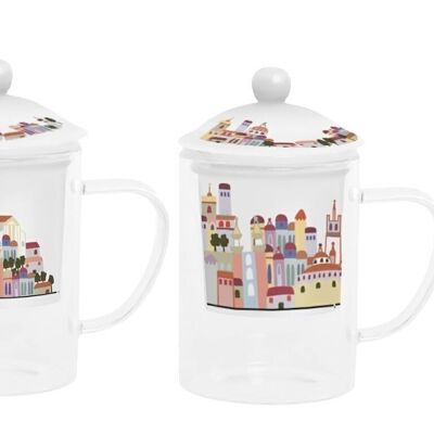 MUG INFUSIONES CRISTAL 12X8X14,5 300ML, CASITAS 2 PC204195