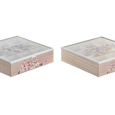 INFUSIONSBOX MDF 24,5X24,5X6 LITTLE HOUSES 2 SORTIMENTE. PC204229
