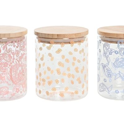 BAMBOO BOROSILICATE JAR 10X10X12,5 700 ML, 3 ASSORTMENTS. PC204262