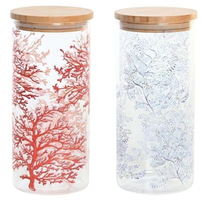 BOTE BOROSILICATO 10X10X22 1400ML, CORAL 2 SURT. PC204273