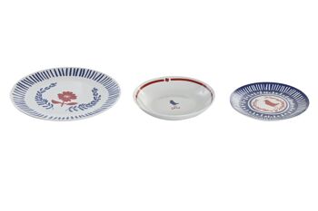 VAISSELLE SET 18 PORCELAINE 27X27X3 BLEU PC204276 2