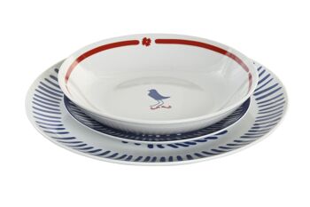 VAISSELLE SET 18 PORCELAINE 27X27X3 BLEU PC204276 4