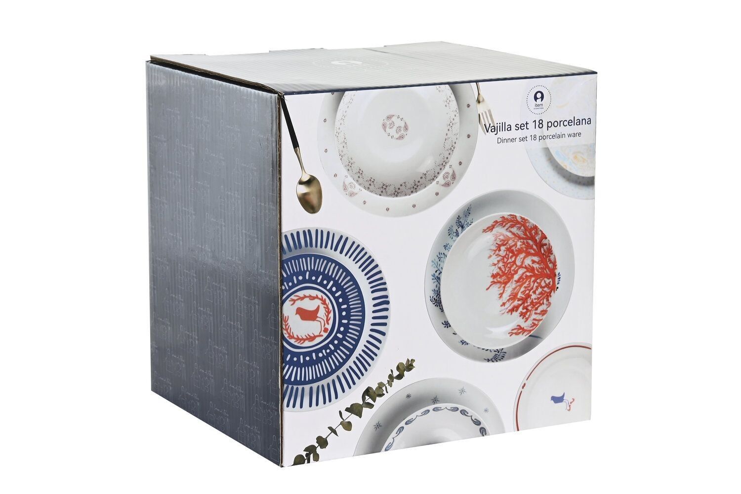 Buy wholesale TABLEWARE SET 18 PORCELAIN 27X27X3 BLUE PC204276
