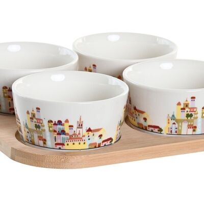 ANTIPASTO SET 5 STONEWARE 19,7X19,7X1 BLU ROSSO UCCELLO PC204282