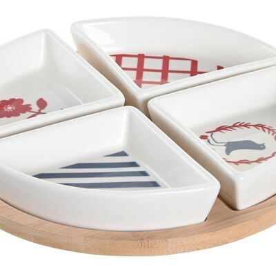 APPETIZER SET 5 BAMBOO STONEWARE 21,5X21,5X1 LITTLE HOUSES PC204285