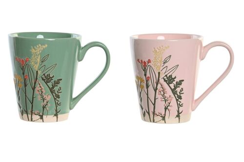 MUG GRES 13X9,5X11 350ML FLORAL GRABADO 2 SURT. PC204914