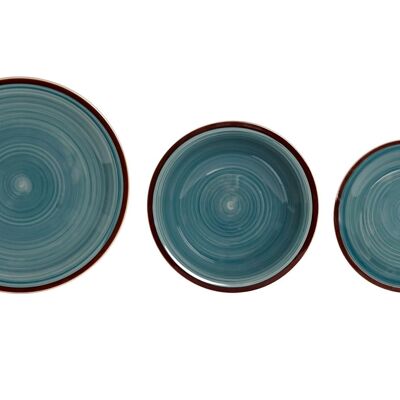 TABLEWARE SET 18 STONEWARE 26,5X26,5X3 BLUE PC204918