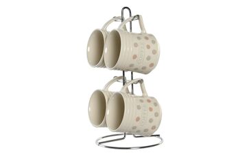 MUG SET 4 GRÈS MÉTAL 12X8,5X9,5 300 ML TOPITOS PC204942 1