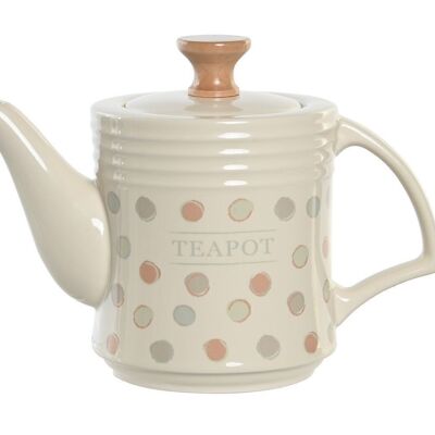 STONEWARE TEAPOT 22.5X12X16.5 1L BEIGE DOTS PC204946