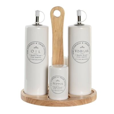 HUILE VINAIGRE POT SET 4 BOIS GRÈS 18X15X22 PC204952