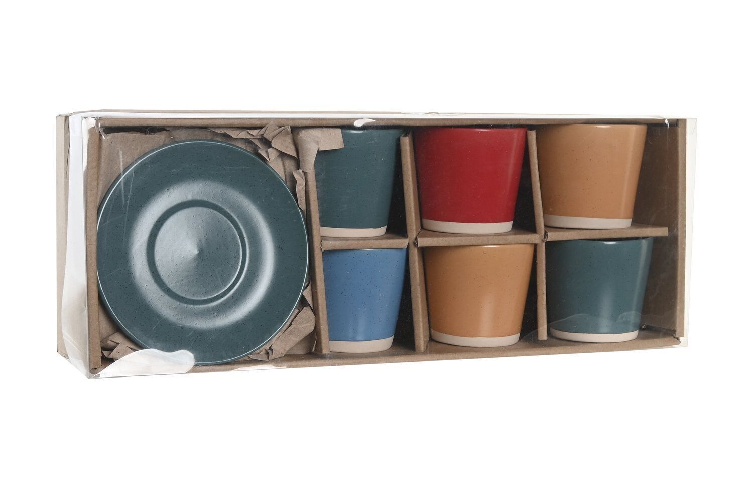 SET CAFFE' 6 GRES 14X14X2 180ML MARMORIZZATO VERDE PC205093