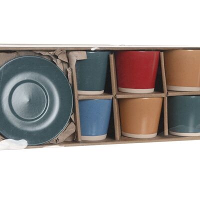 CAFE SET 6 GRES 14X14X2 180ML, JASPEADO VERDE PC205093