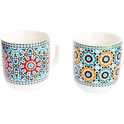 MUG IN PORCELLANA 11,5X8,5X10 380ML PIASTRELLE 2 ASSORTIMENTI. PC205104