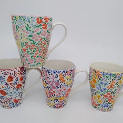 PORCELAIN MUG 12X8,5X11 380ML, FLORAL 4 ASSORTMENTS. PC205114