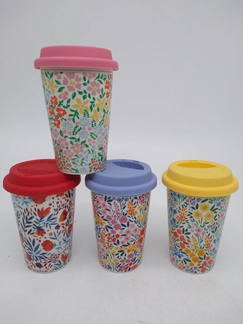 MUG PORCELANA 10X10X14 400 ML, FLORAL 4 SURT. PC205115