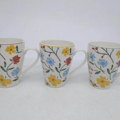 MUG PORCELANA 12X8,5X11 350ML, FLORAL 3 SURT. PC205117