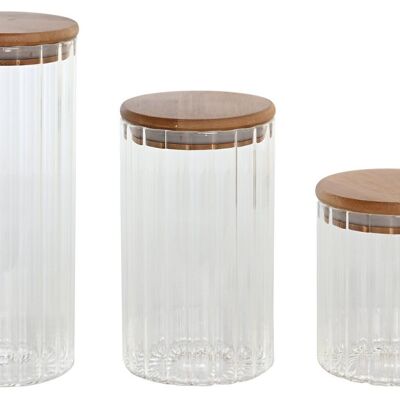 BAMBOU SET 3 POT VERRE 9X9X21 1050ML 800/500 PC205137