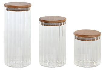 BAMBOU SET 3 POT VERRE 9X9X21 1050ML 800/500 PC205137 1