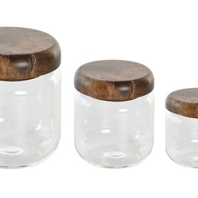 JAR SET 3 ACACIA GLASS 8,5X8,5X7,5 300ML PC205141