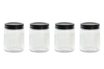 POT SET 4 VERRE METAL 7X7X10 325ML TRANSPARENT PC205147 1