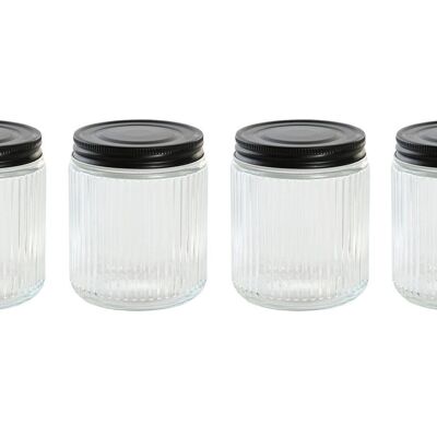 JAR SET 4 GLASS METAL 9X9X11 560ML TRANSPARENT PC205148