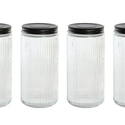 JAR SET 4 GLASS METAL 9X9X20 1000ML PC205149