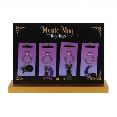 Set mit 24 Mystic Mog Cat Schlüsselanhängern auf dem Display