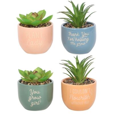 Ensemble de 16 mini pots de fleurs avec plante artificielle