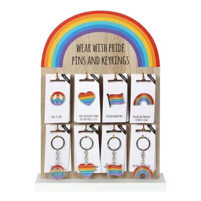 Pride Rainbow Pin und Schlüsselanhänger Display
