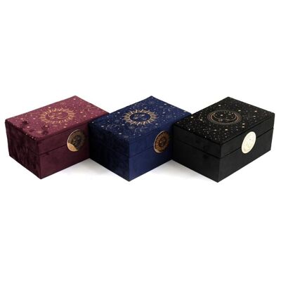 Velvet Sun and Moon Jewellery Box