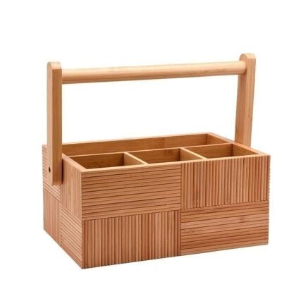 BAMBOO CUTLERY TRAY 27X16.5X11.5 NATURAL HANDLE PC207685
