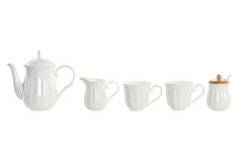 SERVICE À CAFÉ 6 BAMBOU PORCELAINE 33X20X15 BLANC PC207777 2