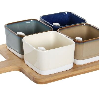 ANTIPASTO SET 5 BAMBOO PORCELLANA 27X20X1,3 MARRONE SM183211