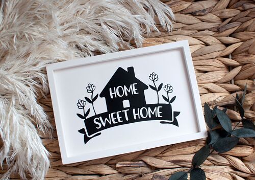 Plateau / Vide poche rectangle en Jesmonite : Home Sweet Home