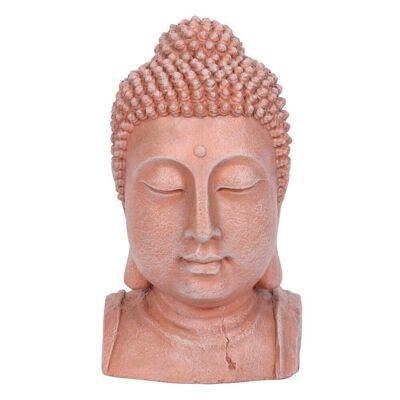 41 cm große Buddha-Kopf-Verzierung in Terrakotta-Optik