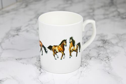 Horse Bone China Mug Hand Printed