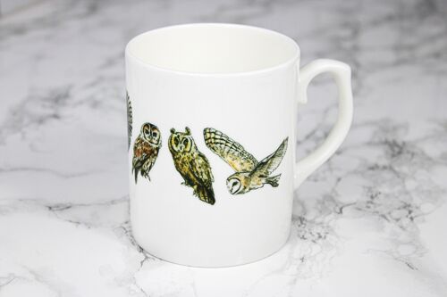 Owl Bone China Mug Hand Printed