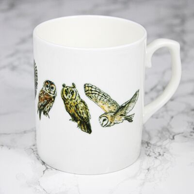 Owl Bone China Mug Hand Printed