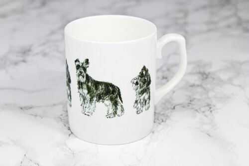 Schnauzer Dog Bone China Mug Hand Printed