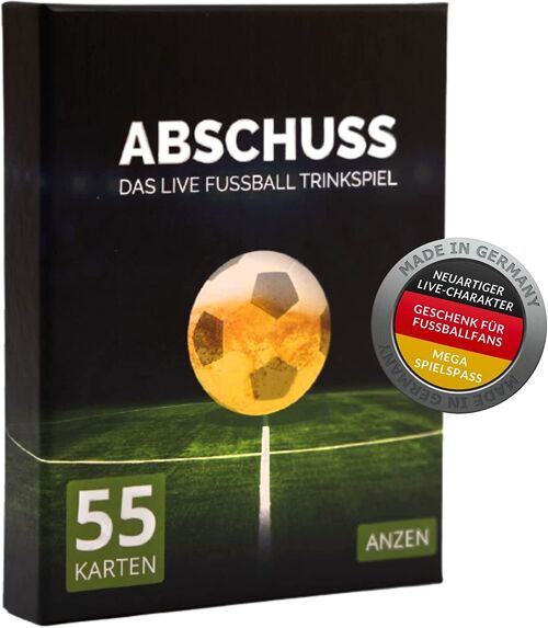 ABSCHUSS - Das Live Fussball Trinkspiel | Kartenspiel mit 55 Karten | Neuartiger Live-Charakter | Spielbar zu allen Live-Fussballspielen wie z.B. der Bundesliga | Fanartikel und Geschenk für Fußballfans