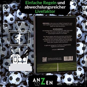 ABSCHUSS - Le jeu de football à boire en direct | Jeu de 55 cartes | Roman personnage vivant | Jouable pour tous les matchs de football en direct tels que la Bundesliga | Marchandises et cadeaux pour les fans de football 11